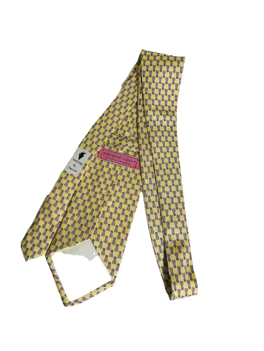Vineyard Vines Yellow Cancer Awareness Ribbon Neck Tie 100% Silk Made In The USA